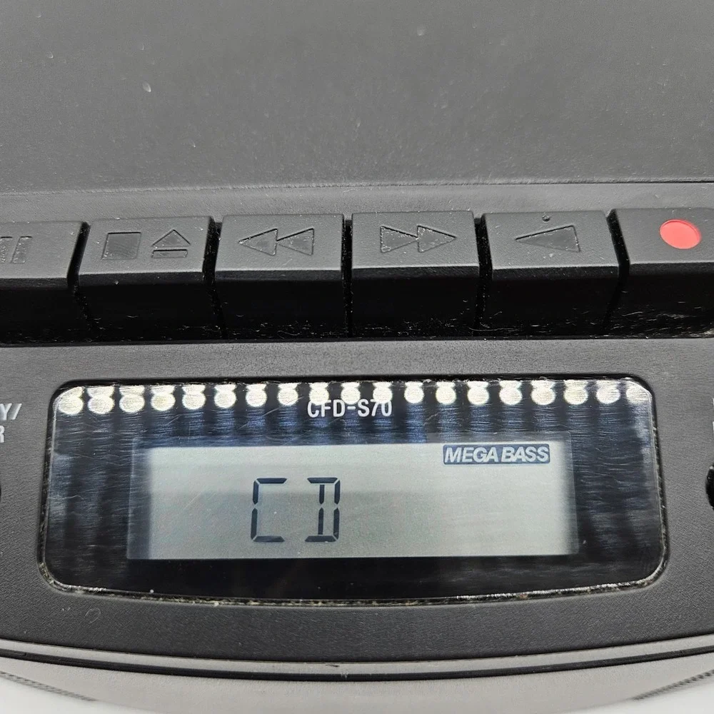 Sony CFD-S70 Portable CD Cassette Boombox AM/FM Radio Tested Works AC Cord Black
